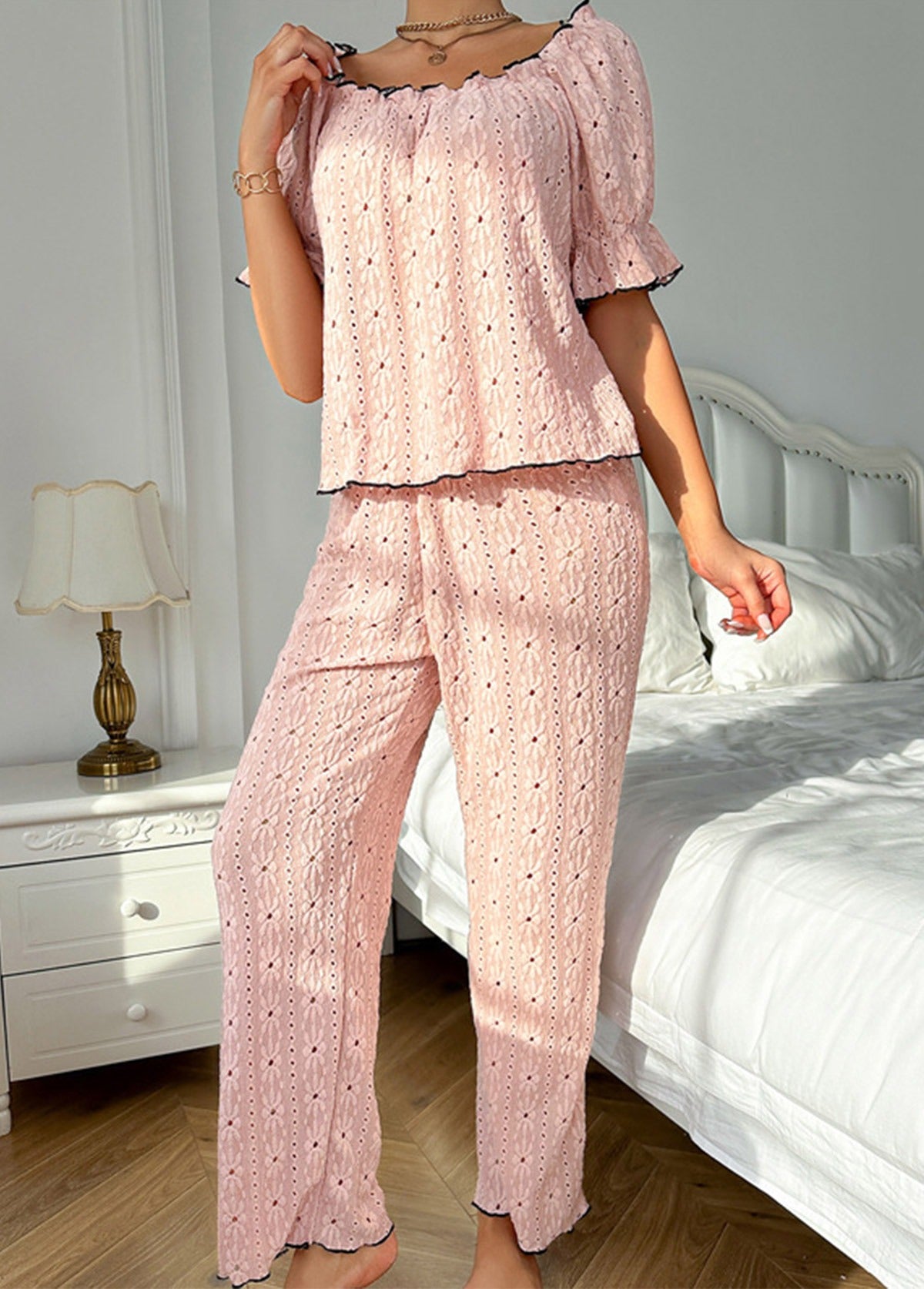 Damen Pyjama Zweiteiler Mit Hose Und Oberteil | Elegant