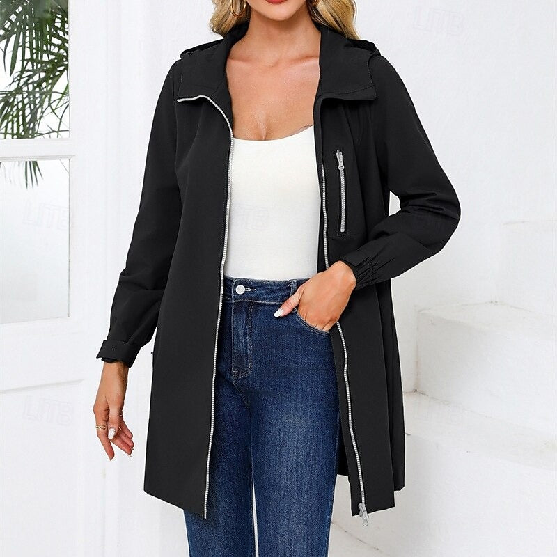 Damen Regenmantel Lang Mit Kapuze | Übergangsjacke