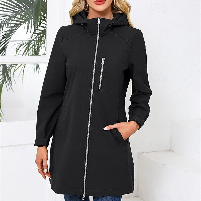 Damen Regenmantel Lang Mit Kapuze | Übergangsjacke