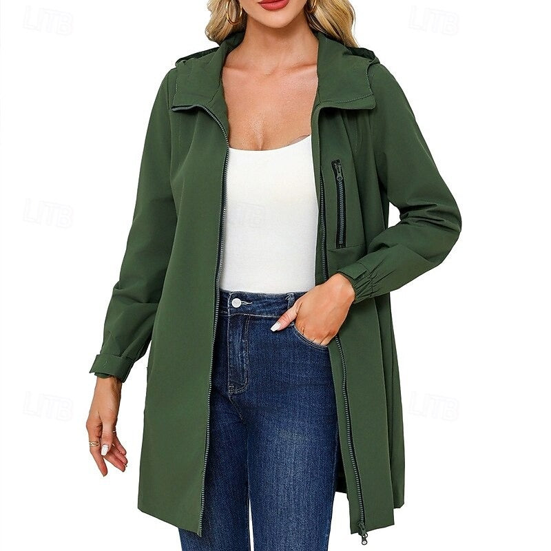 Damen Regenmantel Lang Mit Kapuze | Übergangsjacke