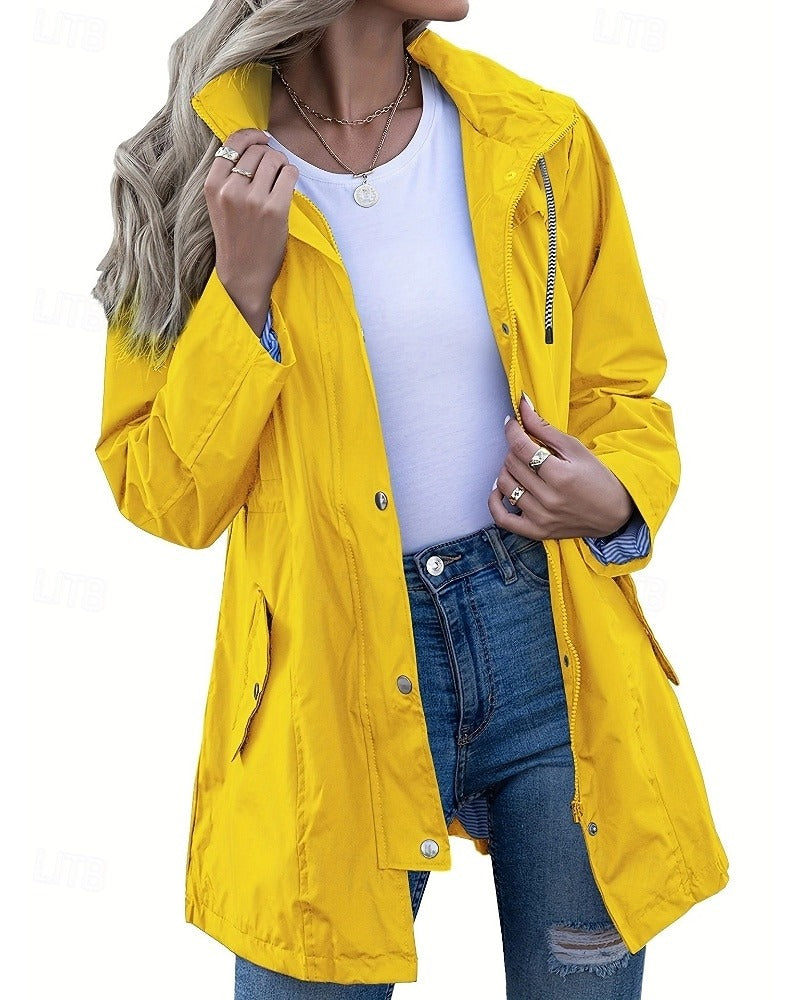 Damen Regenmantel Mit Kapuze Und Reißverschluss | Übergangsjacke