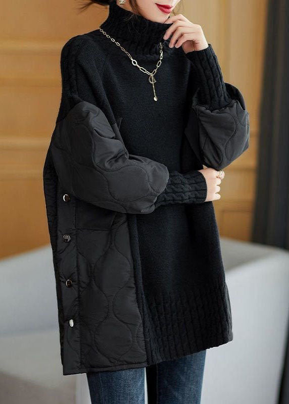 Damen Rollkragenpullover Mit Gesteppte Ärmel | Lang