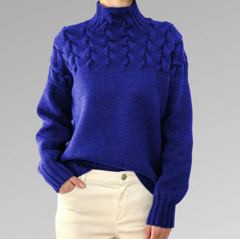 Damen Rollkragenpullover Mit Zopfmuster | Warm