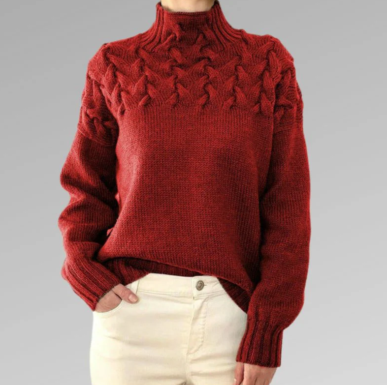 Damen Rollkragenpullover Mit Zopfmuster | Warm