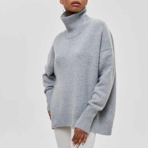 Damen Rollkragenpullover Strick Oversize | Warm