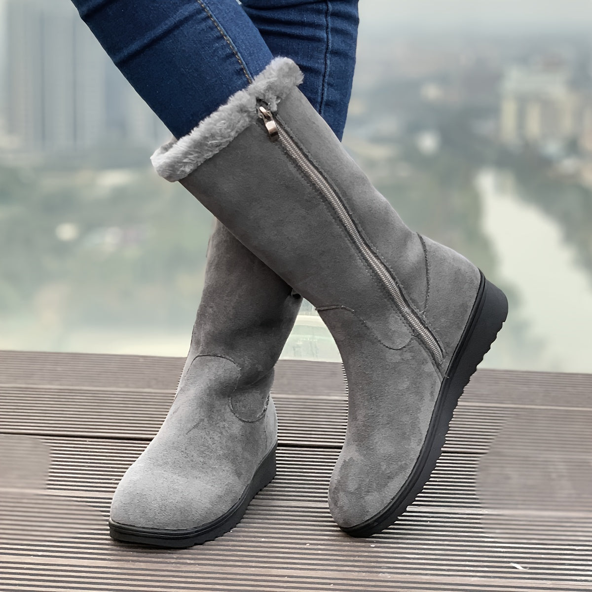 Damen Schneeschuhe Hohe Stiefel Mit Reißverschluss | Winter