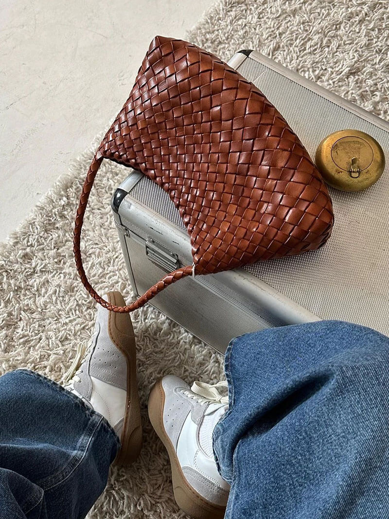 Damen Schultertasche Geflochten Klein | Hobo