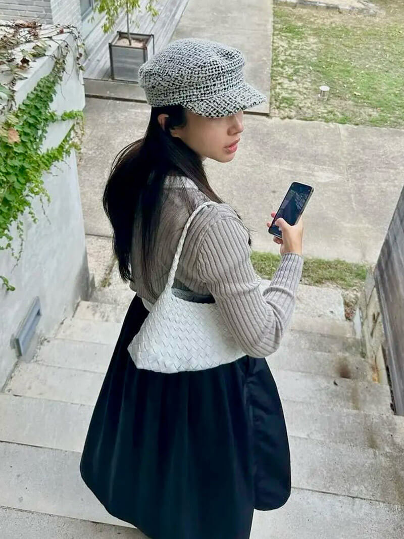 Damen Schultertasche Geflochten Klein | Hobo