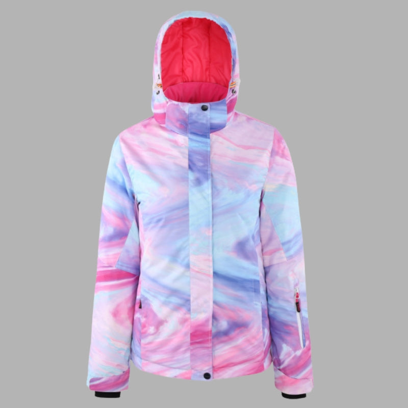 Damen Skijacke Mit Buntem Muster Und Kapuze | Winter