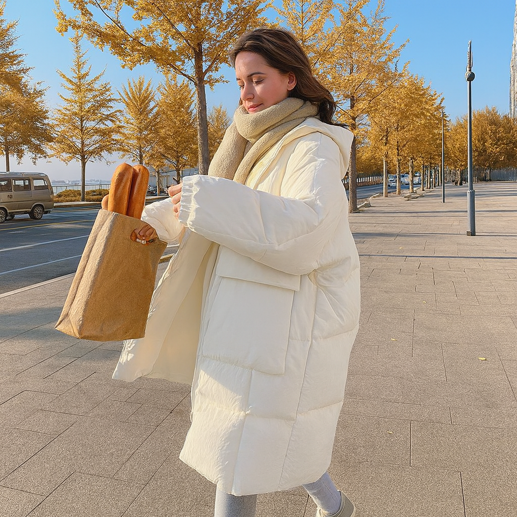 Damen Steppjacke Lang | Wintermantel Warm