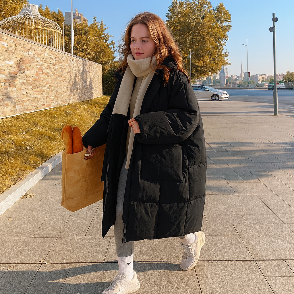 Damen Steppjacke Lang | Wintermantel Warm