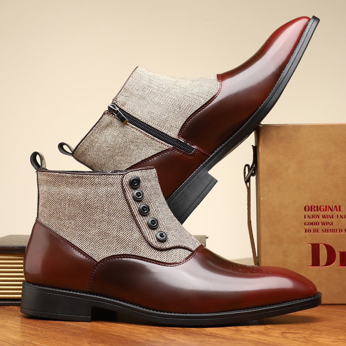 Damen Stiefeletten Zweifarbig | Vintage-Look