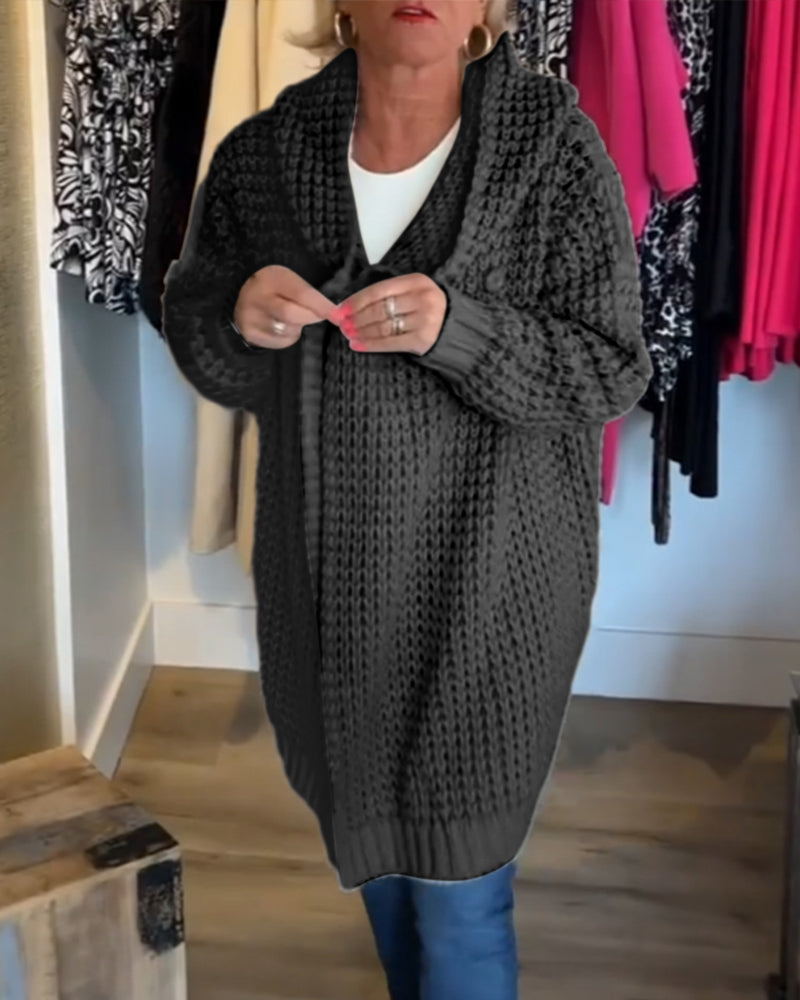 Damen Strickjacke Grobstrick Mit Kapuze | Lang