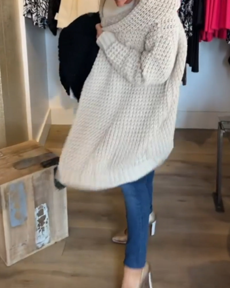 Damen Strickjacke Grobstrick Mit Kapuze | Lang