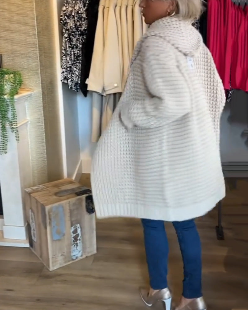 Damen Strickjacke Grobstrick Mit Kapuze | Lang