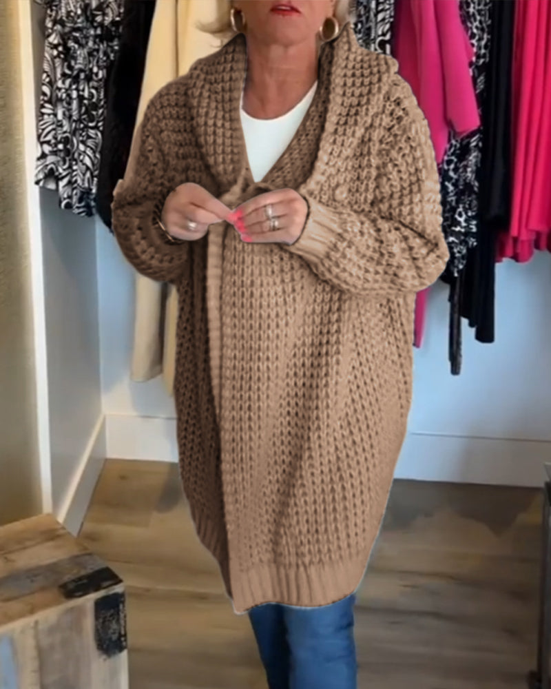 Damen Strickjacke Grobstrick Mit Kapuze | Lang