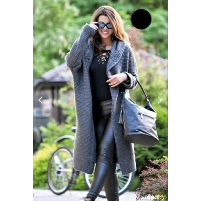 Damen Strickjacke Lang Mit Kapuze | Warm