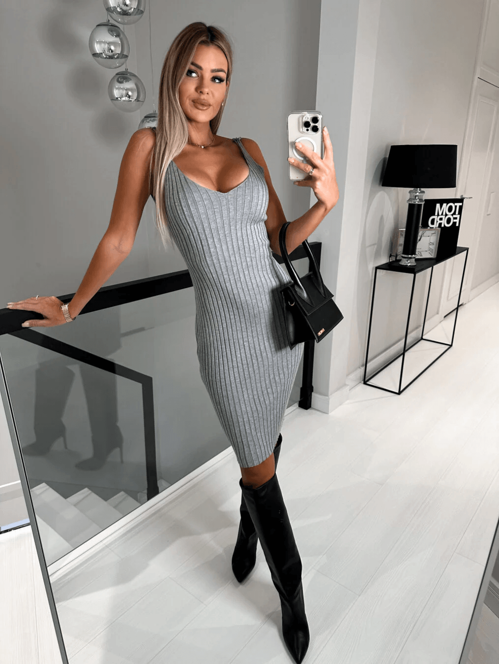 Damen Strickkleid Langarm Mit Pullover | Midi