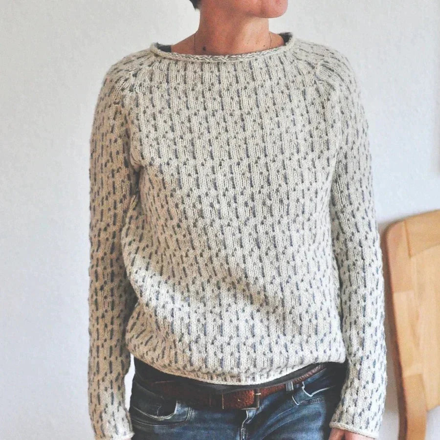 Damen Strickpullover Mit Langem Arm Und Muster | Grobstrick