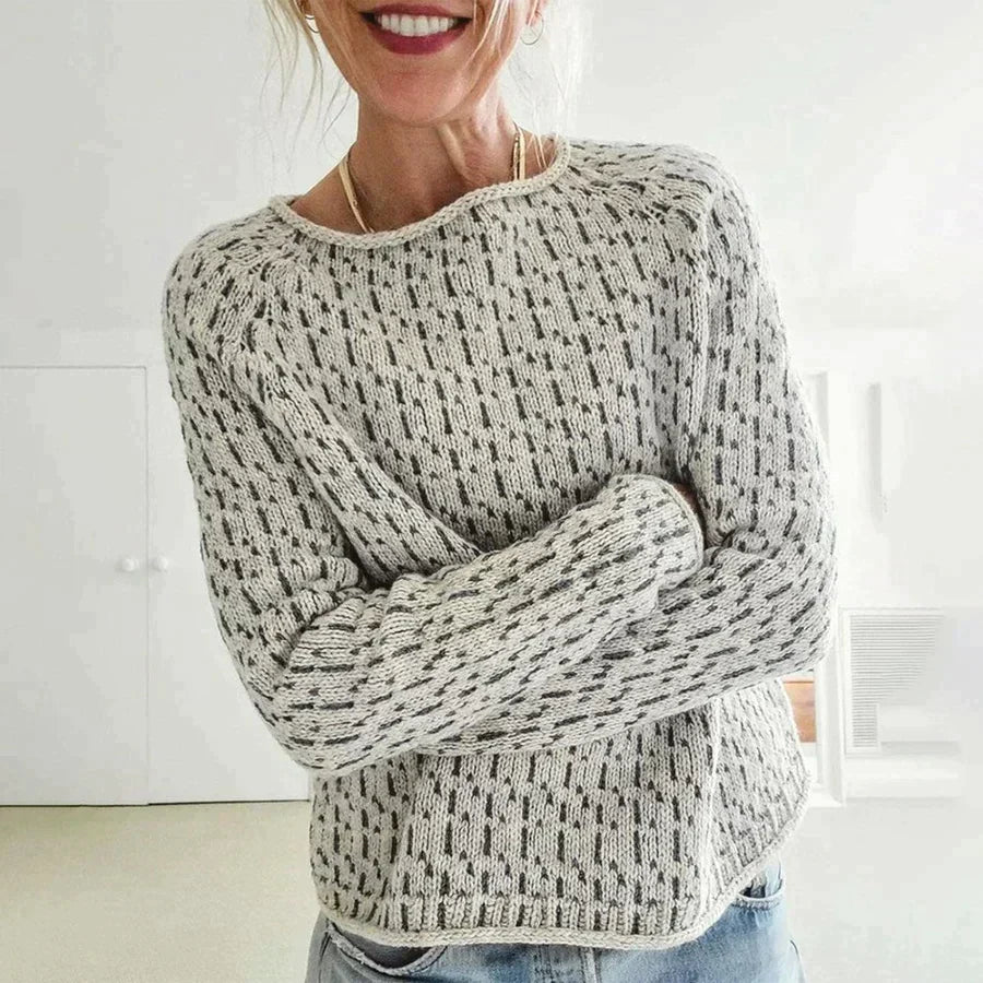 Damen Strickpullover Mit Langem Arm Und Muster | Grobstrick
