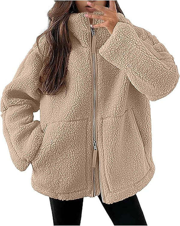 Damen Teddy Fleecejacke Mit Reißverschluss | Warm