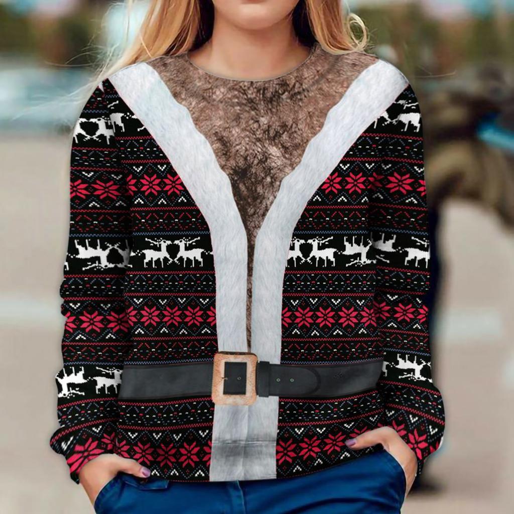 Damen Ugly Christmas Pullover Lustig Bedruckt | Weihnachtskostüm