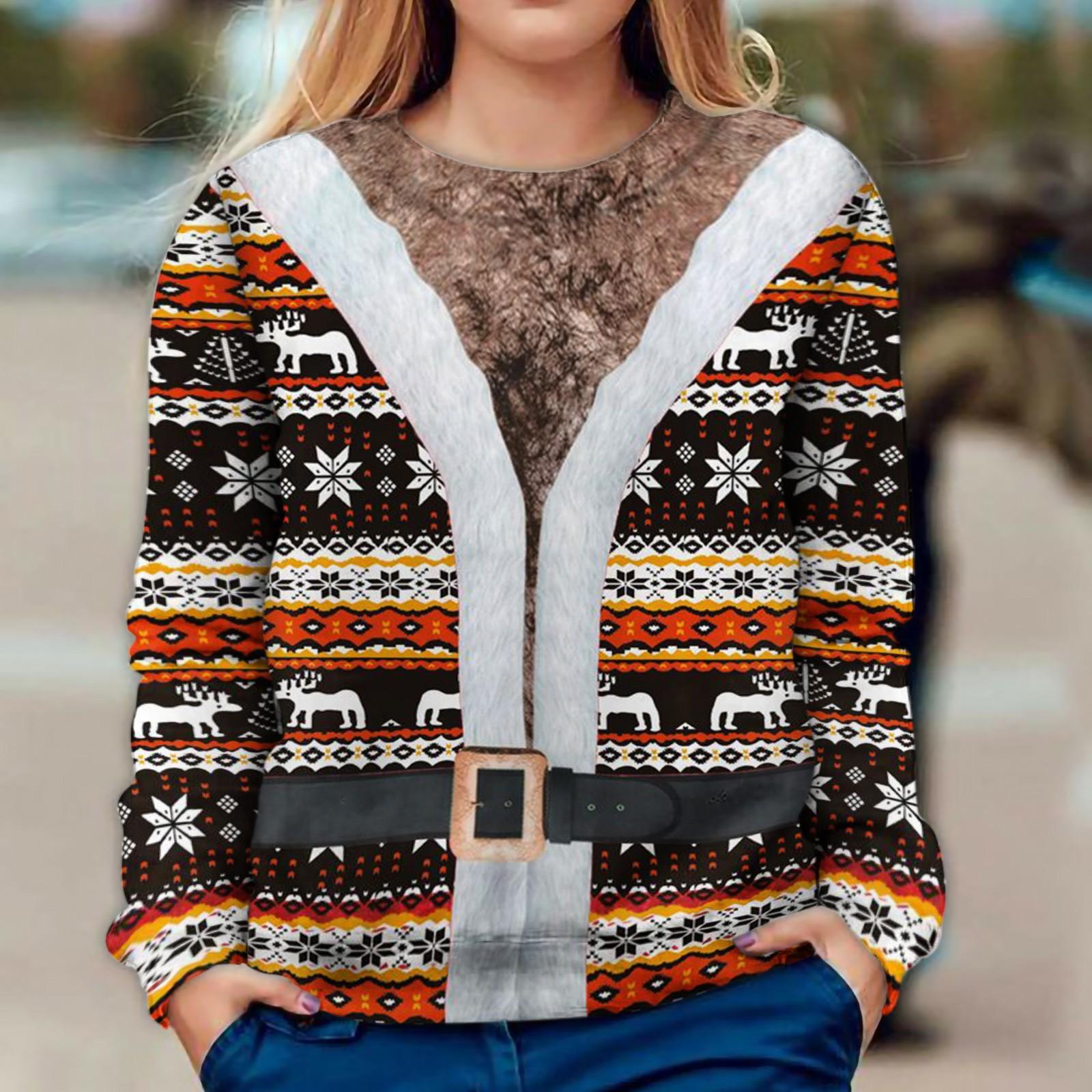 Damen Ugly Christmas Pullover Lustig Bedruckt | Weihnachtskostüm
