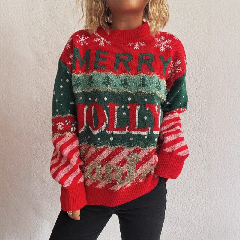 Damen Ugly Christmas Pullover Merry Jolly | Weihnachts