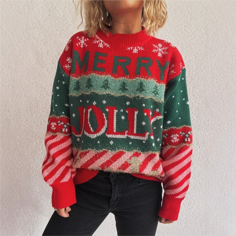 Damen Ugly Christmas Pullover Merry Jolly | Weihnachts