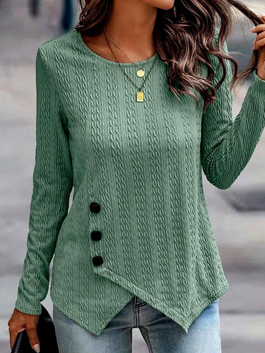 Damen Waffle Bluse | Langarm Elegantes Oberteil