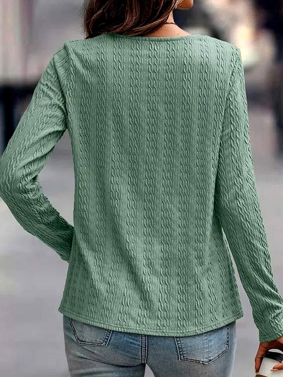 Damen Waffle Bluse | Langarm Elegantes Oberteil