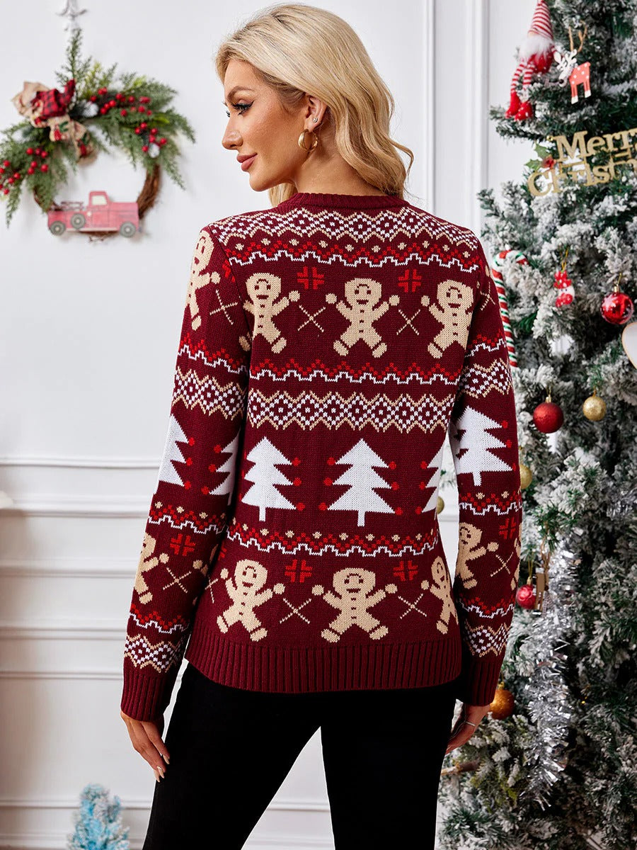 Damen Weihnachtspullover Mit Lebkuchen Motiv | Strickdesign