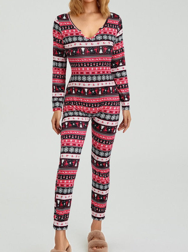 Damen Weihnachtspyjama Mit Rentiermotiv | Familie