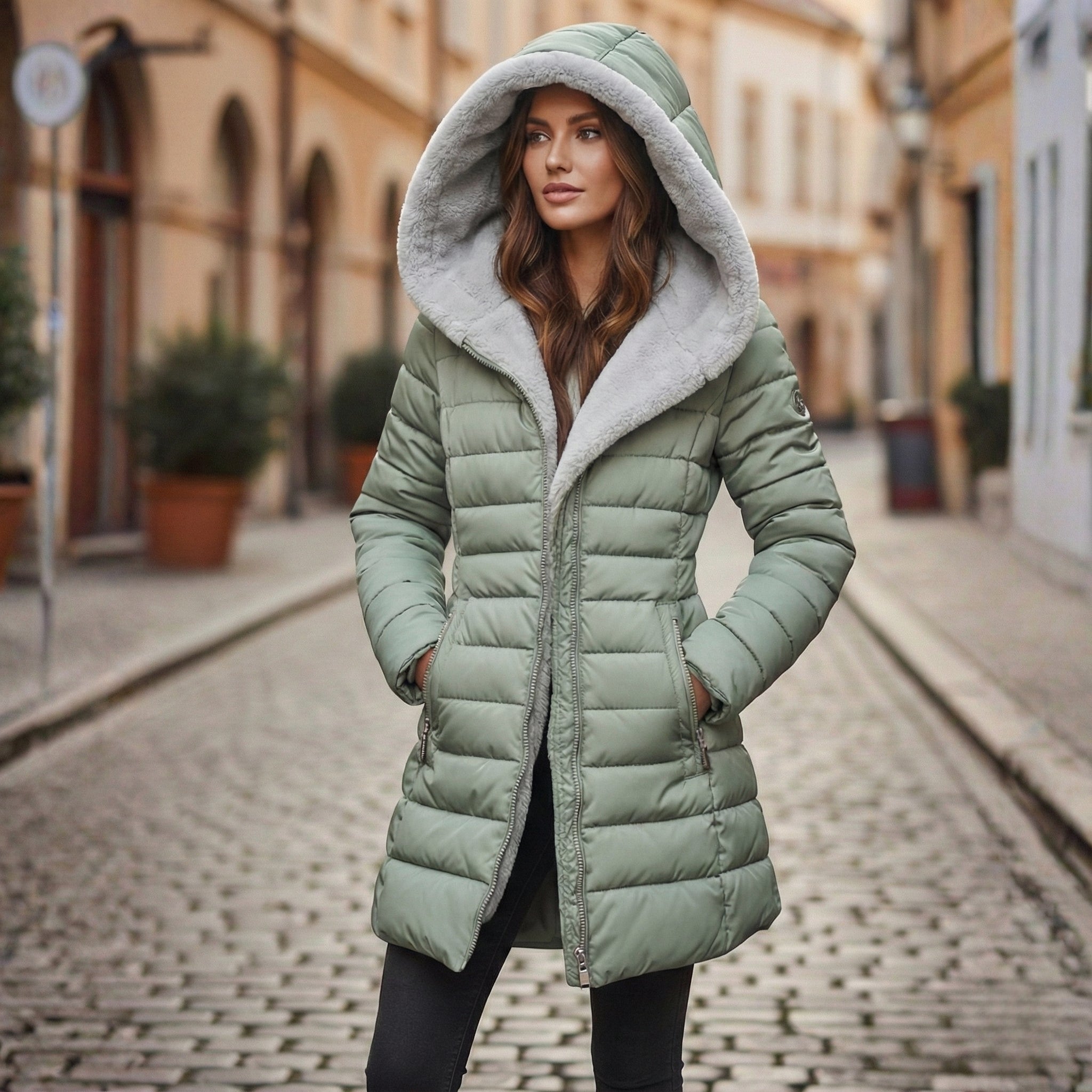 Damen Winterjacke Lang Mit Kapuze Und Fütterung | Stadt