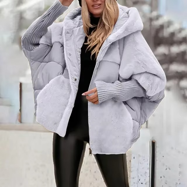Damen Winterjacke Mit Kapuze Und Weiten Ärmeln | Warm