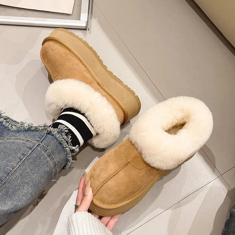 Damen Winterschuhe Mit Plateau Und Umschlag Mit Futter | Winter