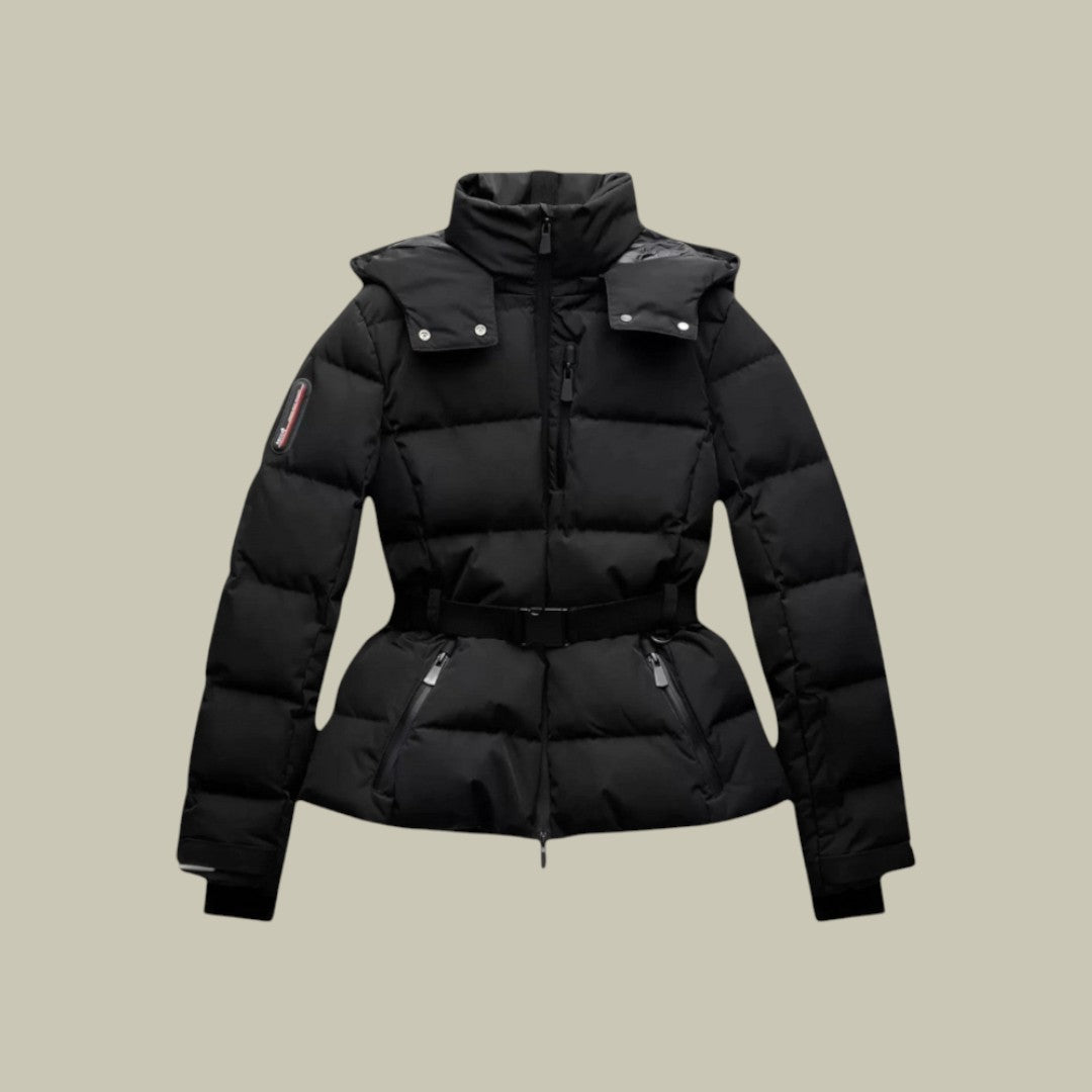 Daunenjacke Damen Kurz Mit Gürtel Und Kapuze | Winter