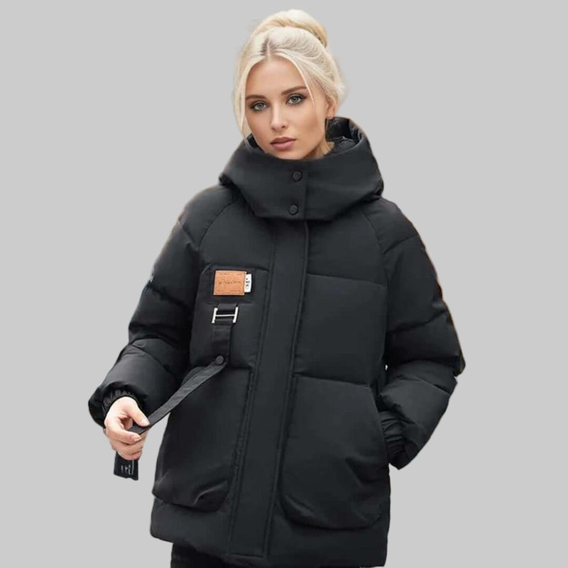 Daunenjacke Damen Mit Großen Taschen Und Kapuze | Winter