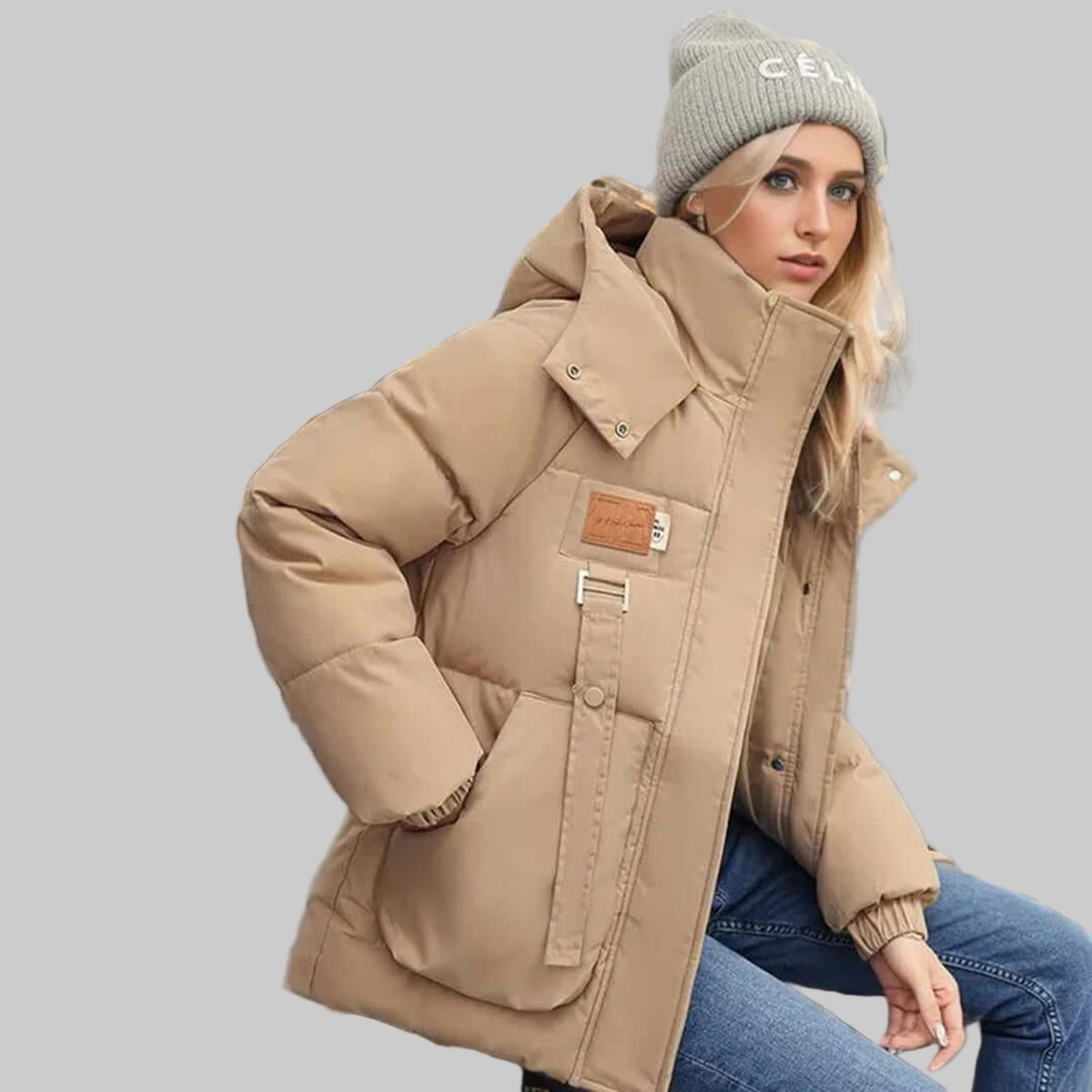 Daunenjacke Damen Mit Großen Taschen Und Kapuze | Winter