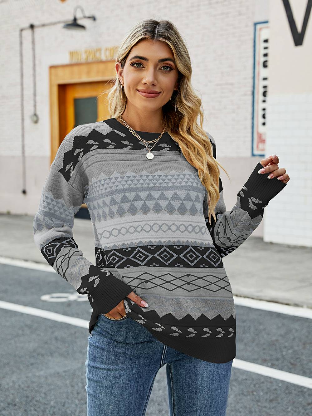 Fair-Isle Damenpullover Warm | Strick