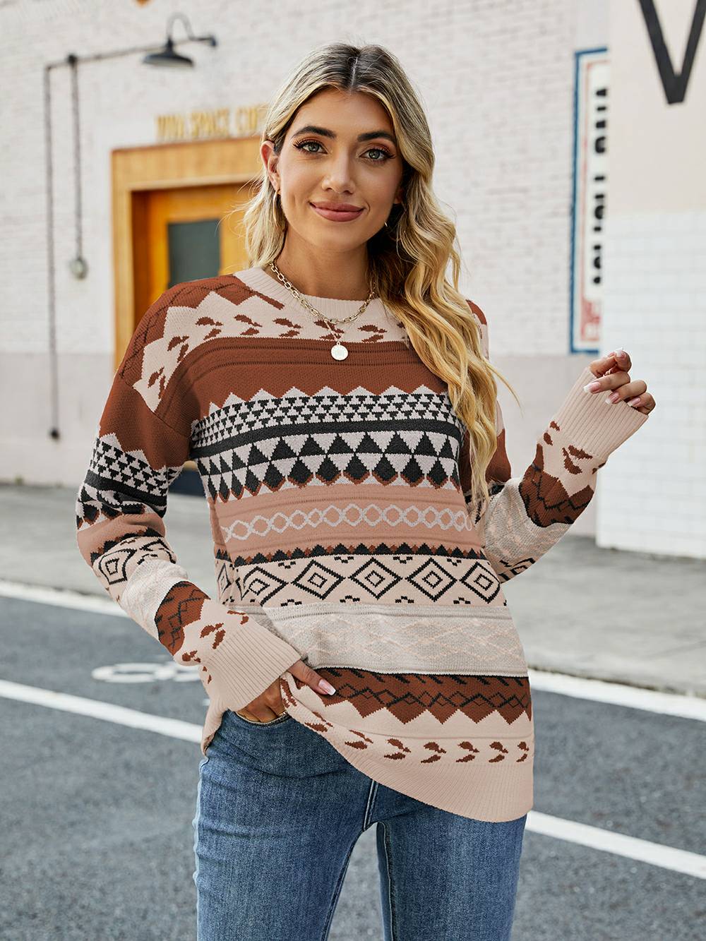 Fair-Isle Damenpullover Warm | Strick