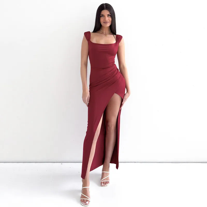 Festliches Kleid Damen Mit Schlitz Und Trägern | Maxi