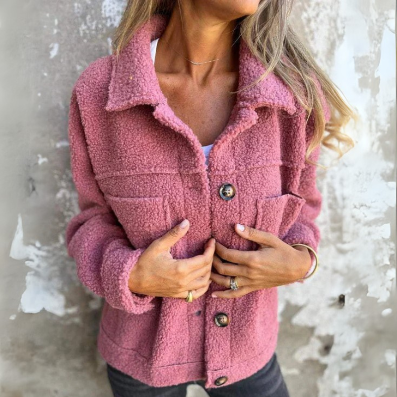 Fleecejacke Damen Mit Knöpfen & Brusttaschen | Teddy