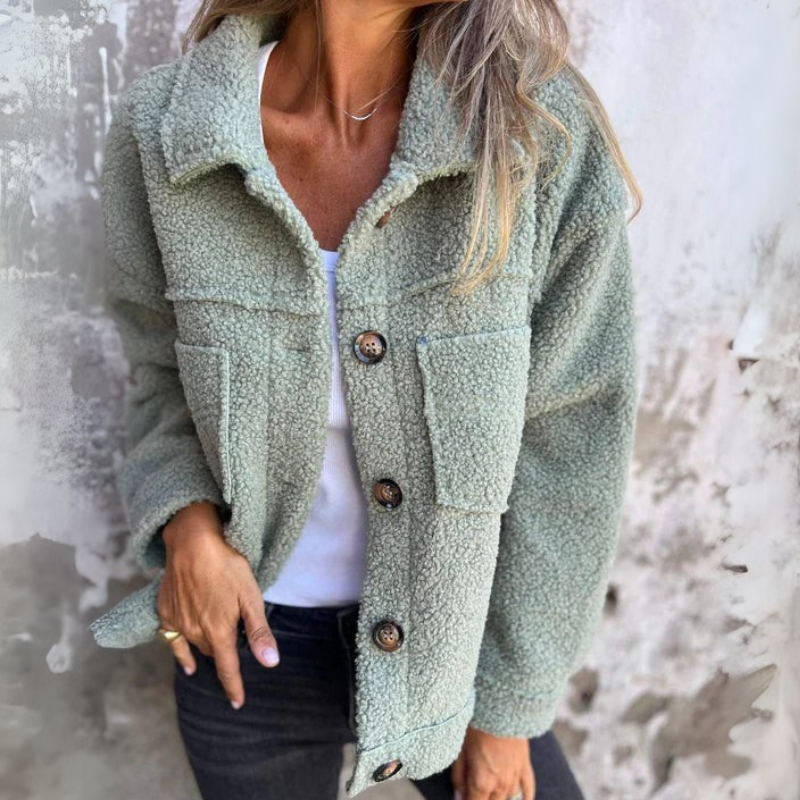 Fleecejacke Damen Mit Knöpfen & Brusttaschen | Teddy