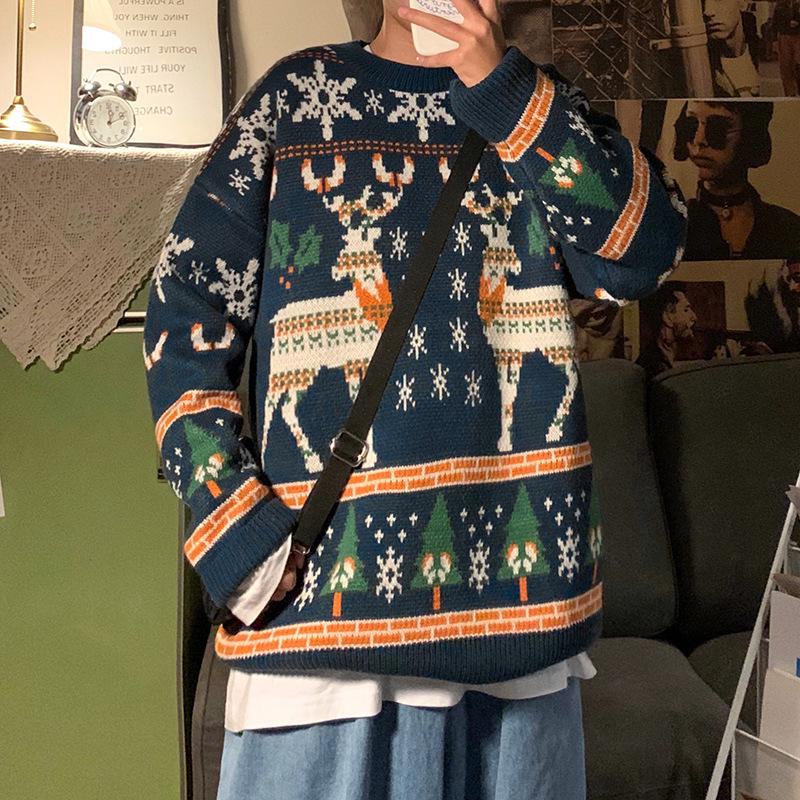 Herren Norweger Weihnachtspullover Mit Rentier Motiv | Oversize