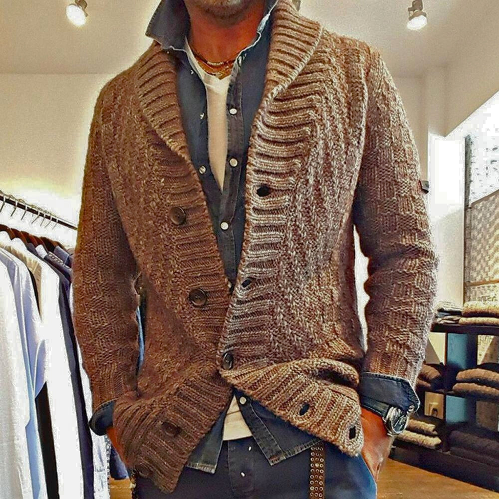 Herren Strickjacke Grob Gestrickt Mit Knöpfen | Vintage