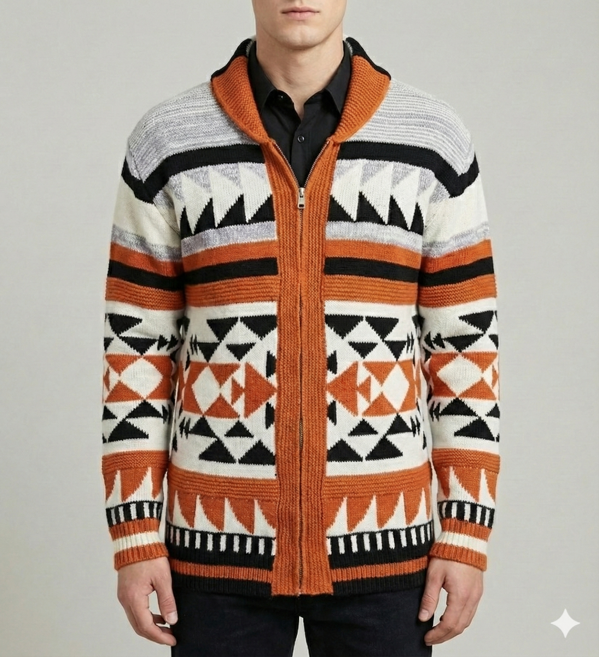 Herren Strickjacke Mit Muster Und Reißverschluss | Norweger Stil