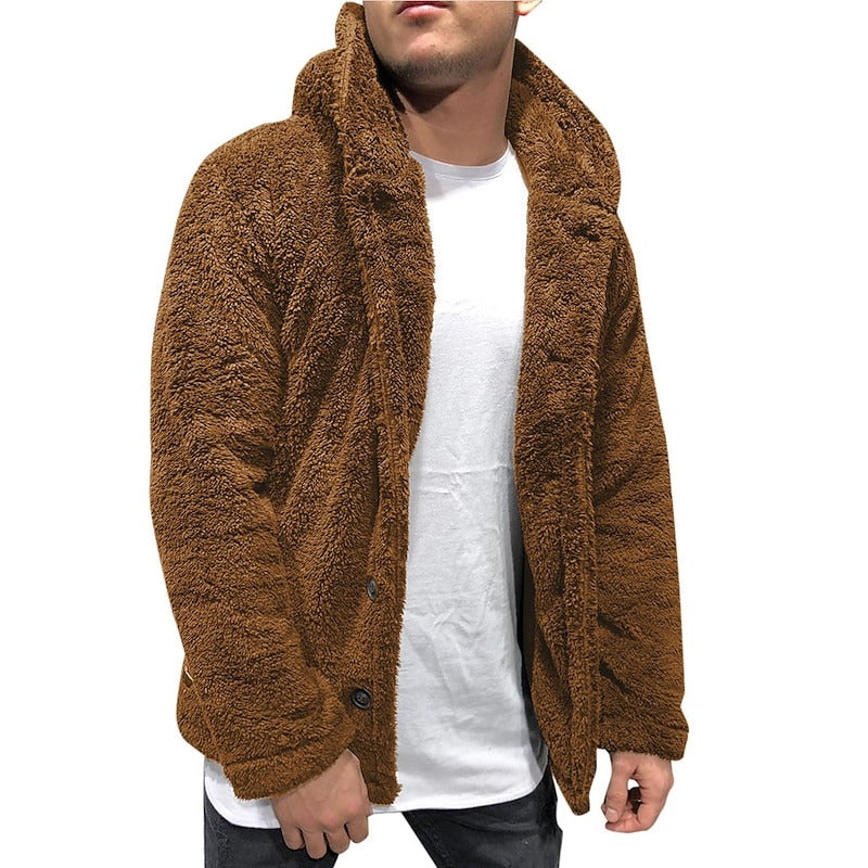 Pánský teddy kabát s kapucí | Teplý