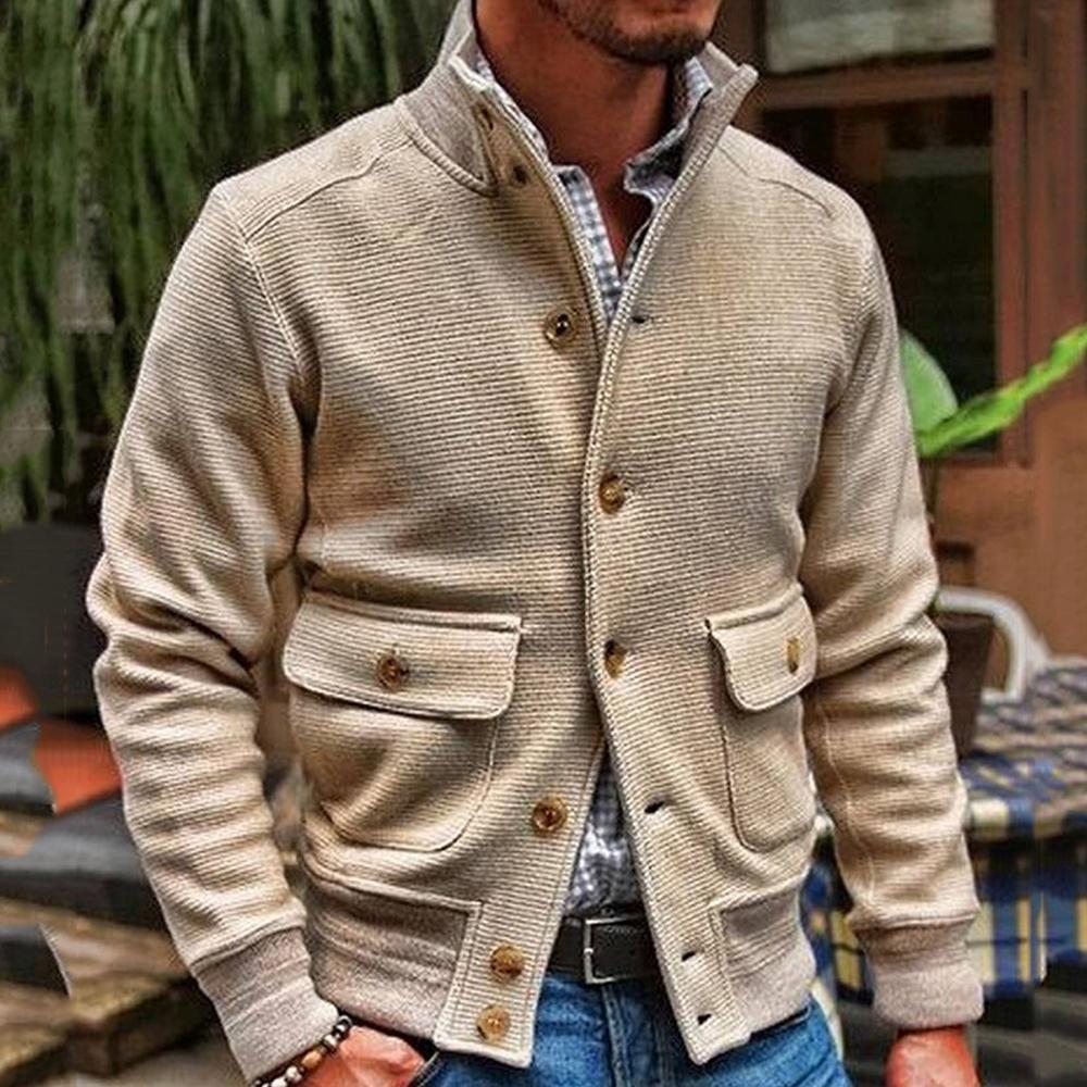 Herren Übergangsjacke Mit Knopfleiste Und Taschen | Modern