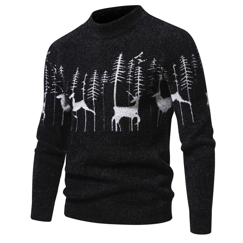 Herren Weihnachten Pullover Mit Rentier Und Bäumen | Strick
